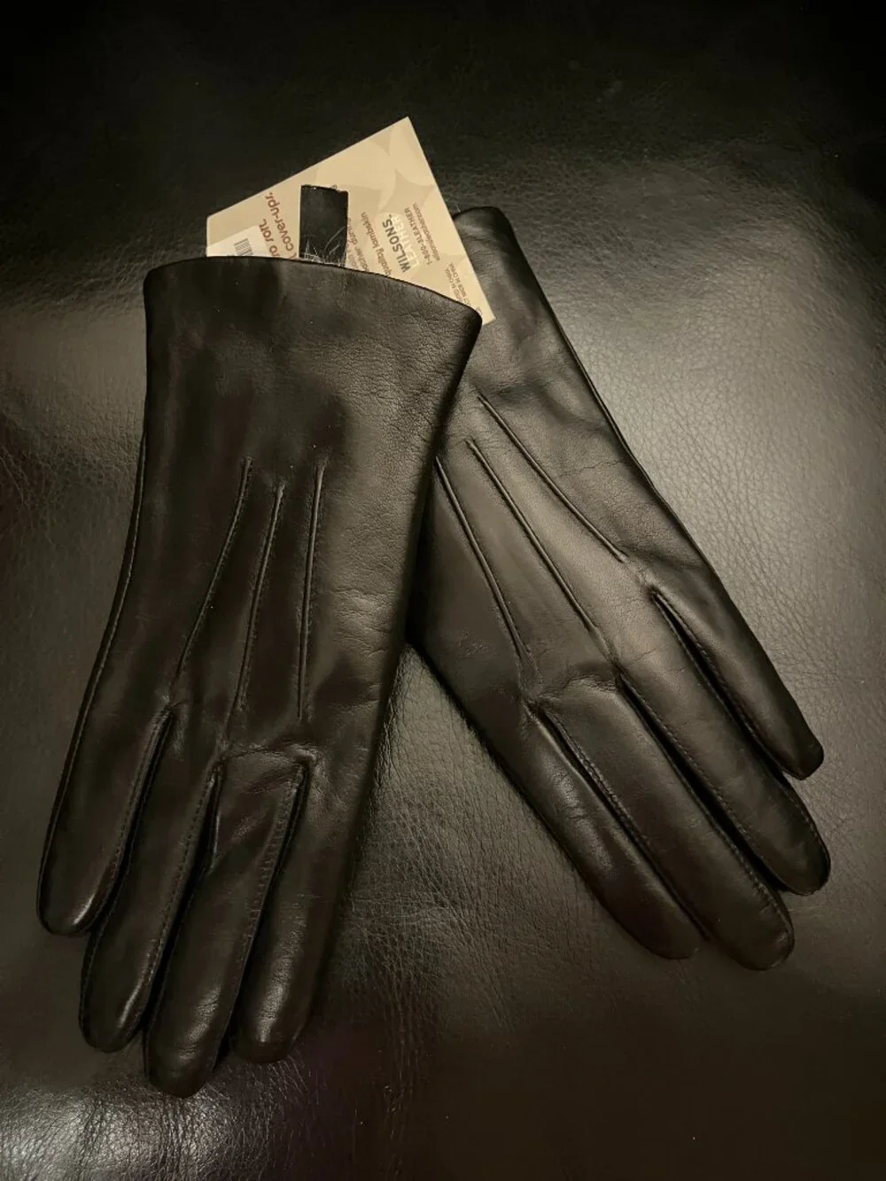 NEW Wilson fur lined ladies black leather gloves Size L